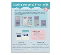 The Educational New Parents Gift Lactation Reference Poster Practical Breast Milk Storage Chart for Pumping Moms(Framed,12x18inch(30x45cm))