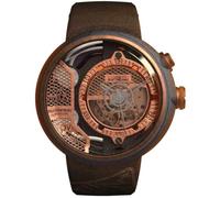 The Electricianz The Copper Meccanico Acciaio Pelle Marrone PVD Rame LED Orologio Uomo