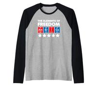 The Elements of Freedom America 4 luglio Regalo Testo Bianco Maglia con Maniche Raglan