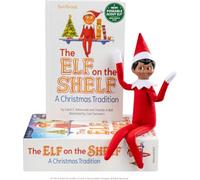 The Elf on the Shelf Box Set - Elfo Boy Scout snodato con occhi marroni | Bambola elfo ufficiale con braccia e gambe pieghevoli, libro di fiabe della tradizione natalizia, certificato di adozione