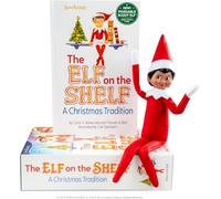 The Elf on the Shelf Cofanetto - Elfo scout snodabile con occhi marroni | Bambola elfo ufficiale con braccia e gambe pieghevoli, libro di fiabe della tradizione natalizia, certificato di adozione
