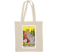 The Empress Tarot Card Art Logo Natural Cotton Tote Bag Bianco