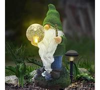 The Enchanted Garden Gnomo Mago Statua da esterno in resina gnomo statuetta per esterni a energia solare luci LED statuetta in resina per patio prato cortile decorazione