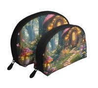 The Enchanted Garden, The Enchanted Forest - Beauty case da viaggio portatile, 2 pezzi, con stampa della foresta incantata, bianco, Taglia unica