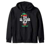 The ESL Teacher Elf Funny Christmas Matching Group Felpa con Cappuccio