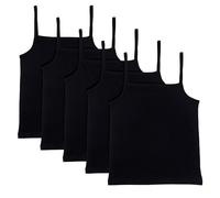 The Essentials Wardrobe - Canottiera intima da bambina, confezione da 5, 100% cotone, senza maniche, per 4-13 anni, Nero , 8-9 Anni