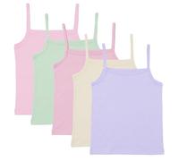 The Essentials Wardrobe Canottiere da bambina senza maniche, 100% cotone, taglia 4-13 anni, confezione da 5, assortiti, 12-13 Anni