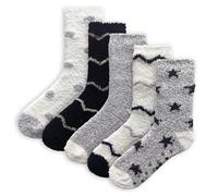 The Essentials Wardrobe Confezione da 5 calzini invernali da donna, morbidi e soffici, con isolamento termico, elastan, elasticizzati, antiscivolo, di alta qualità, calore e comfort, A zigzag., 4-8