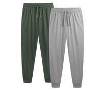The Essentials Wardrobe Pantaloni da salotto da uomo, confezione da 2 pezzi, 100% jersey di cotone, morbidi e traspiranti, con polsini elasticizzati a costine, coulisse, tasche laterali, pigiama