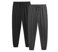 The Essentials Wardrobe Pantaloni da salotto da uomo, confezione da 2 pezzi, 100% jersey di cotone, morbidi e traspiranti, con polsini elasticizzati a costine, coulisse, tasche laterali, pigiama