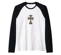 The Eternal Heart in Pave Celtic Gold Cross Maglia con Maniche Raglan