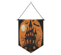 The Evil Yellow Pumpkin Castle on Halloween decorazioni di Halloween appeso banner in tessuto con asta telescopica banner appeso decorazione da parete per porte, pareti, finestre, giardini, cortile