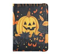 The Evil Yellow Pumpkin Castle on Halloween Porta passaporto in pelle per viaggi Documenti di viaggio Organizer Protector Porta carte Porta passaporto per uomo Ultra Sottile