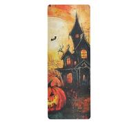 The Evil Yellow Pumpkin Castle on Halloween yoga mat antiscivolo per esercizio stampato, antiscivolo, asciugamano per tappetino da yoga con borse tapete para ejercicio 180,3 x 66 cm