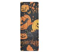 The Evil Yellow Pumpkin Castle on Halloween yoga mat pieghevole per pavimento stampato, antiscivolo, asciugamano yoga antiscivolo con borsa tapete para ejercicio 180,3 x 66 cm