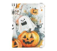The Evil Yellow Pumpkin on Halloween Portafoglio da viaggio in pelle da donna porta passaporto per viaggi Documenti di viaggio Organizer Protector Custodia per passaporto Custodia a portafoglio per