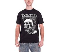 The Exploited Uomo T Shirt nero Mohican Skull band logo Ufficiale