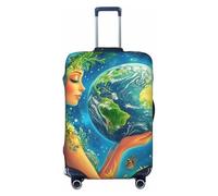 The Fairy Flower Girl Hold The Planet - Copertura elastica da viaggio per valigia, con stampa, anti-graffio, Nero , M