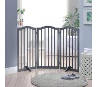 The Fellie Cancello pieghevole in legno per cani, con piedini di supporto, cancello per scale indipendente, cancelletto di sicurezza per animali domestici, barriera per interni, cancello per scale,