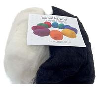 The Felt Box- Lana cardata, Colore Nero e Bianco, Small, sb-122