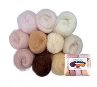 The Felt Box Lana per infeltrimento ad ago, confezione da 10 tonalità della pelle, maori DHG (100 g totali), pastella cardata con fibre corte grossolane, perfetta per bambole, persone, animali e
