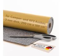 The Felt Store Feltro autoadesivo per camper e interni - Vendita al metro, feltro agugliato grigio, 200 x 100 cm, spessore 3 mm, flessibile, isolante, made in Germany