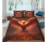 The Fierce And Majestic Fenice Rises from The Fiammas 3D Stampa Copripiumino E Federa E Lenzuola,in Microfibra Set 3 Pieces Morbido Set Di Biancheria Da Letto Per Adulti, Adolescenti, King(220x240cm)