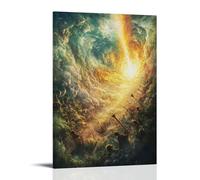 The Final Trumpet Echoes over A Valley of Light, As Souls Rise Like Leaves in The Wind, Drawn to A Radiant Horizon. Decorazione artistica da parete decorativa, 40 x 60 cm