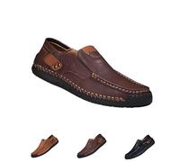 The First Young Shoes Men, 2025 nuovi stivali da guida slip-on in pelle pregiata fatti a mano da uomo(Dark brown,US9)