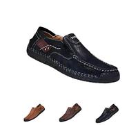The First Young Shoes Men, 2025 nuovi stivali da guida slip-on in pelle pregiata fatti a mano da uomo(Black,US7.5)