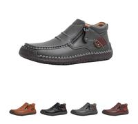 The First Young Shoes Men, Handmade Premium Leather Slip on Driving Boots Travel & Outdoor (Grey,42)