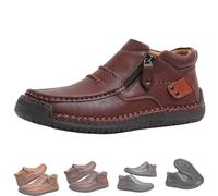 The First Young Shoes Men, The First Young Driving Boots Men, Men’s Handmade Premium Leather Slip-On Driving Boots (33.5,Dark brown)