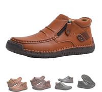 The First Young Shoes Men, The First Young Driving Boots Men, Men’s Handmade Premium Leather Slip-On Driving Boots (33.5,Light brown)