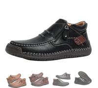 The First Young Shoes Men, The First Young Driving Boots Men, Men’s Handmade Premium Leather Slip-On Driving Boots (33.5,Black)