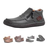 The First Young Shoes Men, The First Young Driving Boots Men, Men’s Handmade Premium Leather Slip-On Driving Boots (32.5,Gray)