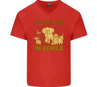 The Five To See IN Africa Safari Animali Uomo Scollo A V Cotone T-Shirt