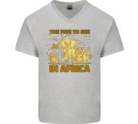 The Five To See IN Africa Safari Animali Uomo Scollo A V Cotone T-Shirt