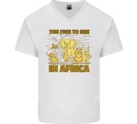 The Five To See IN Africa Safari Animali Uomo Scollo A V Cotone T-Shirt