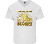 The Five To See IN Africa Safari Animali Uomo Scollo A V Cotone T-Shirt