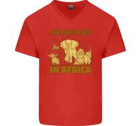 The Five To See IN Africa Safari Animali Uomo Scollo A V Cotone T-Shirt
