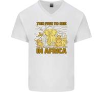 The Five To See IN Africa Safari Animali Uomo Scollo A V Cotone T-Shirt
