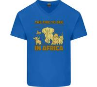The Five To See IN Africa Safari Animali Uomo Scollo A V Cotone T-Shirt