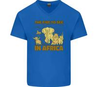 The Five To See IN Africa Safari Animali Uomo Scollo A V Cotone T-Shirt
