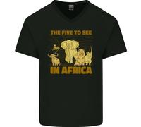 The Five To See IN Africa Safari Animali Uomo Scollo A V Cotone T-Shirt