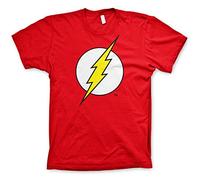 The Flash Licenza Ufficiale Emblem Maglietta Uomo Mezze Maniche (Rosso), Large