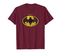 The Flash Movie Batman Logo Distressed Maglietta, Uomo, Bordeaux, XL