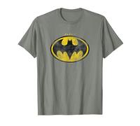 The Flash Movie Batman Logo Distressed Maglietta, Uomo, Verde Militare mélange, S