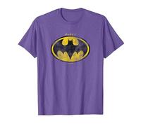 The Flash Movie Batman Logo Distressed Maglietta, Uomo, Viola mélange, M