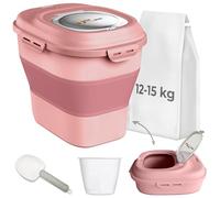 The FlexiNest Contenitore ermetico per alimenti per cani, 5 kg, 10 kg, 12 kg, 15 kg, contenitore ermetico per alimenti per animali domestici, riso, farina, cereali, contenitore pieghevole per cibo per