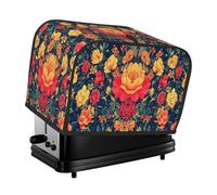The Flowers Are Red And Symmetrical Toaster Cover 2 Slice Kitchen Small Appliance Covers With Pockets Dust And Fingerprint Protectio
